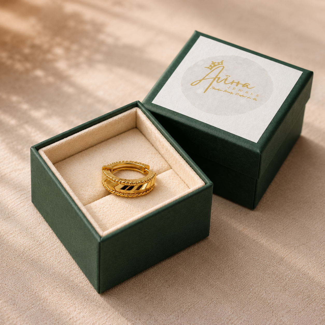 AVIRRA Gold Filled Classic Textured Hoop Nose Ring