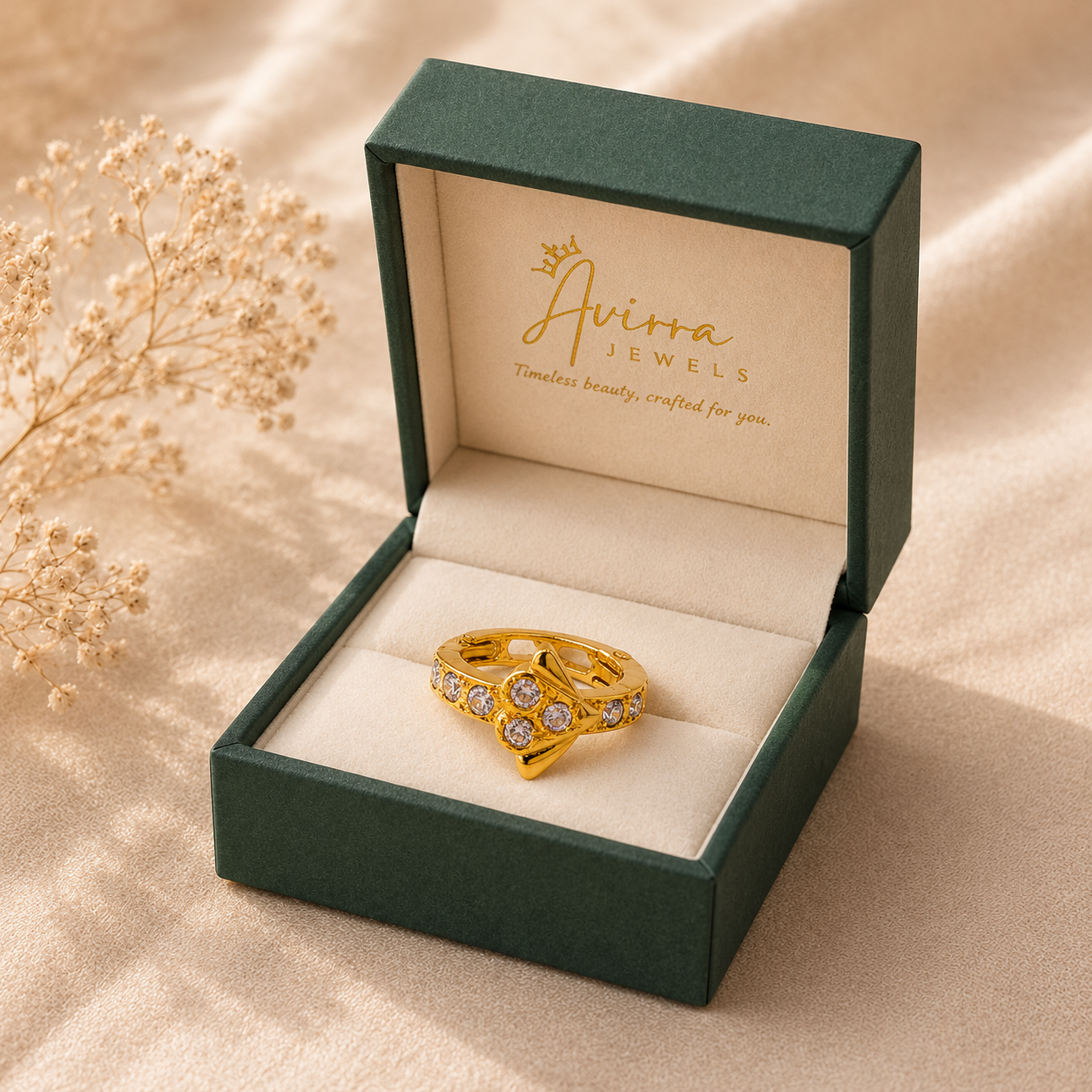 AVIRRA Gold Filled Crystal Star Hoop Nose Ring