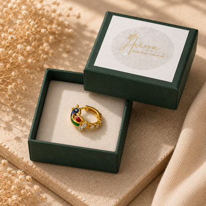 AVIRRA Gold Filled Peacock Crystal Hoop Nose Ring