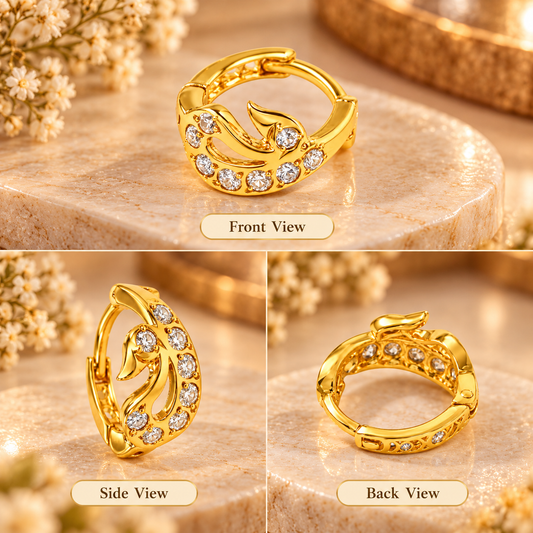 AVIRRA Gold Filled Floral Leaf CZ Nose Ring