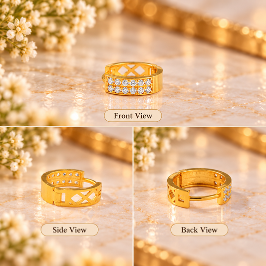 AVIRRA Gold Filled Double Row Crystal Hoop Nose Ring