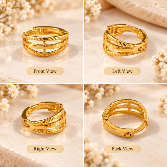 AVIRRA Gold Filled Triple Band Textured Nose Ring