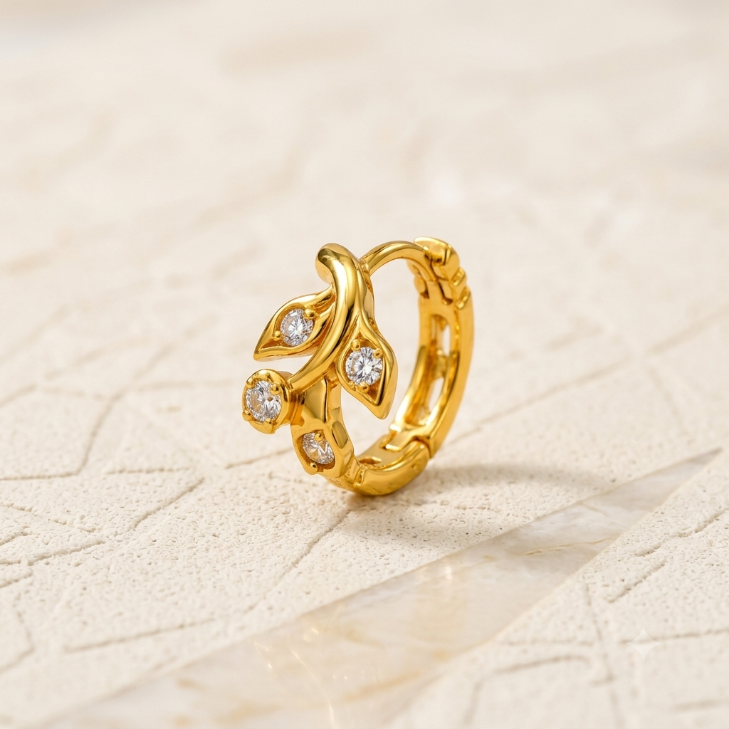AVIRRA Gold Filled Leaf CZ Nose Ring