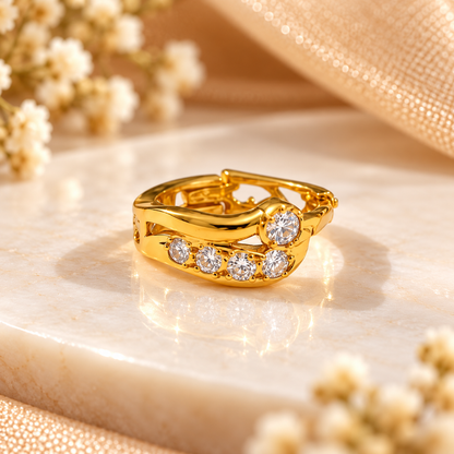 AVIRRA Gold Filled Elegant CZ Floral Nose Ring