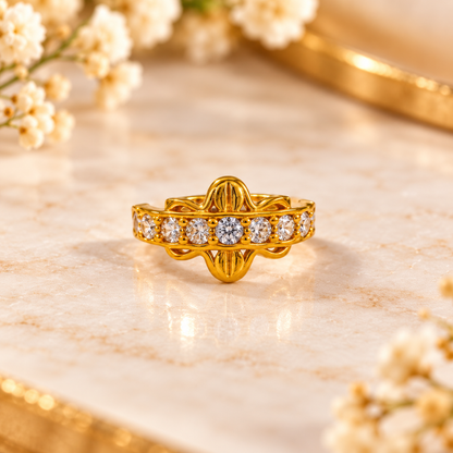 AVIRRA Gold Filled Crystal Floral Hoop Nose Ring