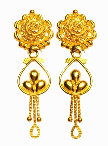 Traditional Floral Gold Filled Dangle Earrings