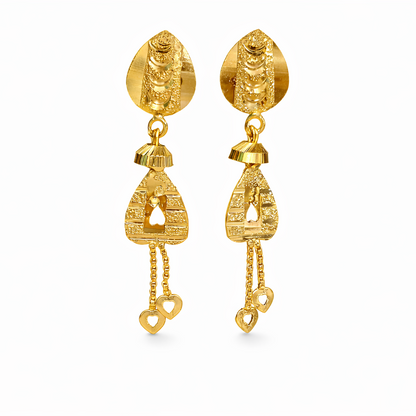 Gold Filled Dangle Earrings for Women with Heart Charms