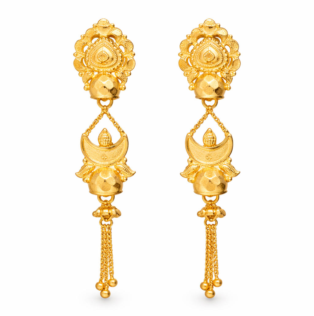 Gold-Filled Traditional Chandbali Dangle Earrings