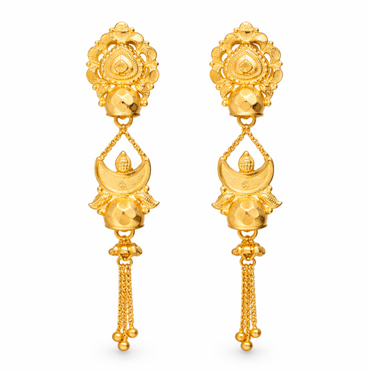 Gold-Filled Traditional Chandbali Dangle Earrings