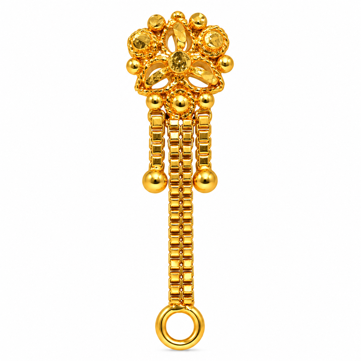AVIRRA Floral Triple Chain Gold Filled Nose Pin