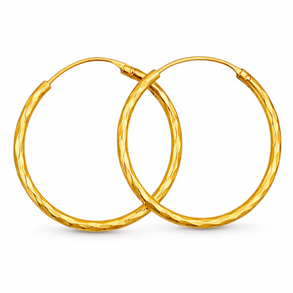 Gold-Filled Textured Hoop Earrings for Women