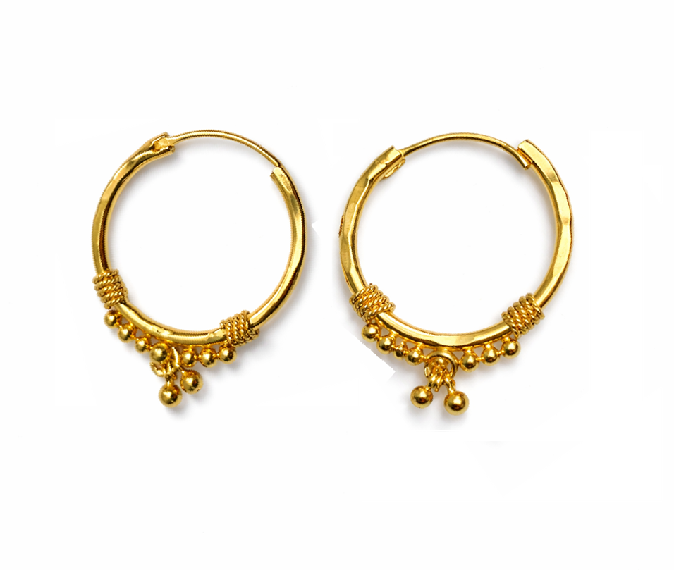 Gold-Filled Traditional Hoop Earrings with Bead Danglers