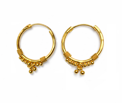 Gold-Filled Traditional Hoop Earrings with Bead Danglers