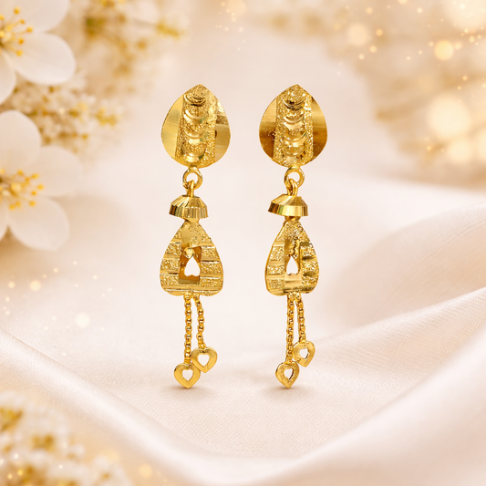 Gold Filled Dangle Earrings for Women with Heart Charms