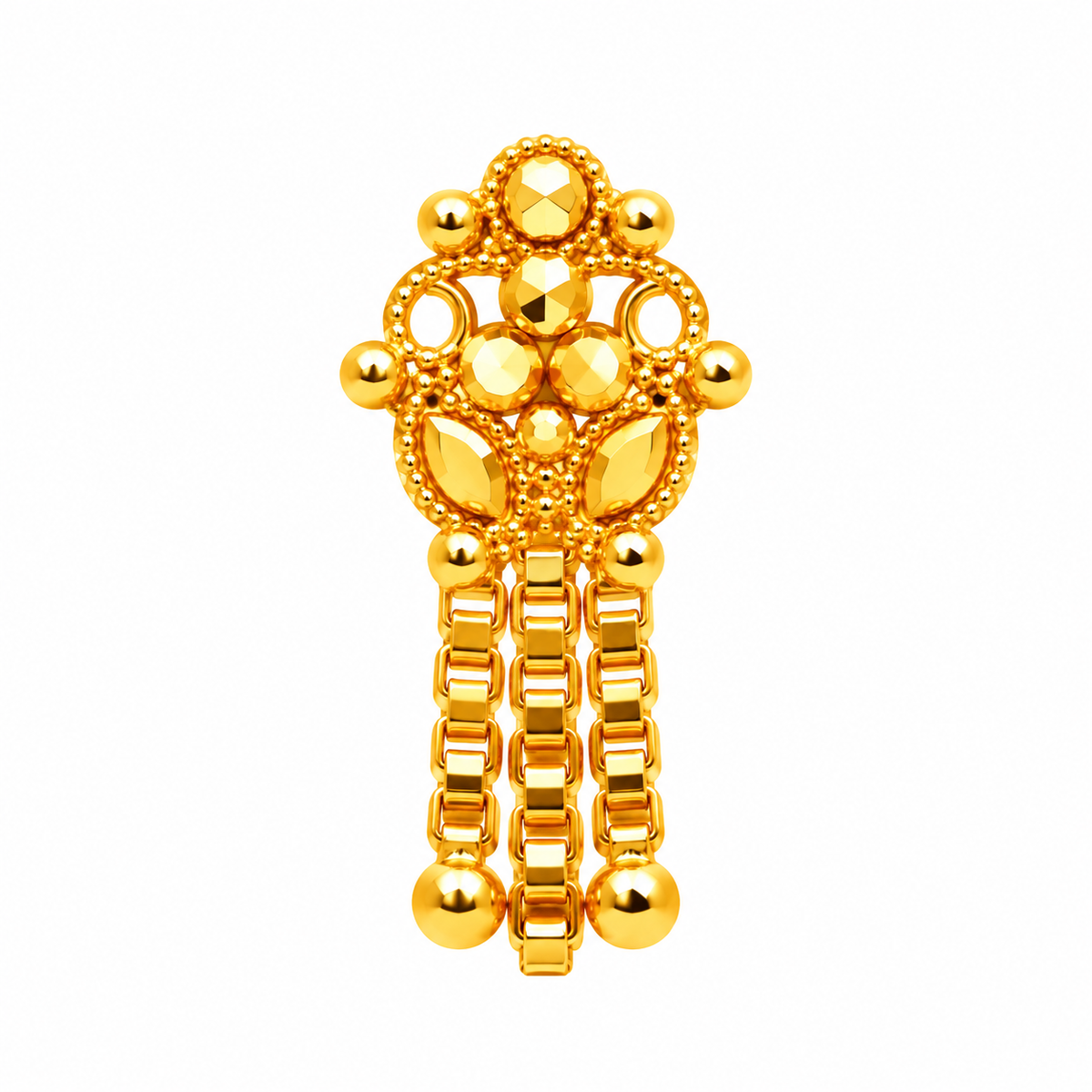 AVIRRA Floral Triple Chain Gold Filled Nose Pin