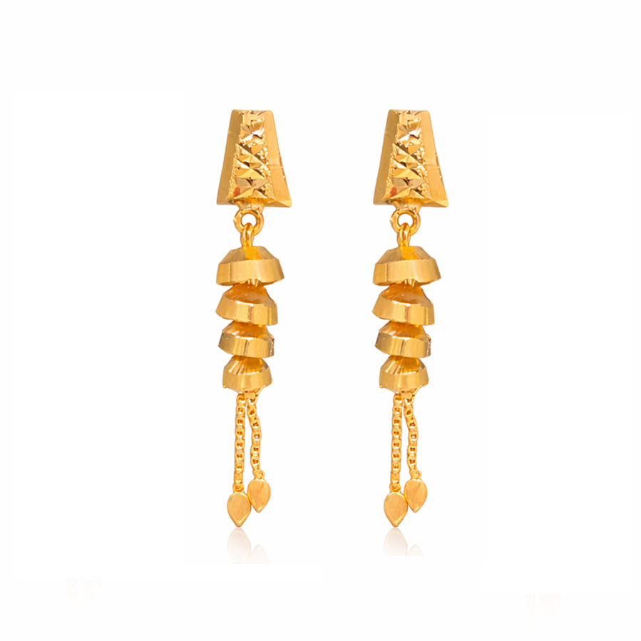 Gold-Filled Designer Drop Earrings with Chain Danglers