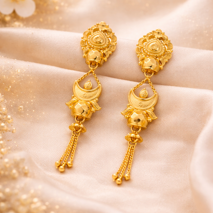 Gold-Filled Traditional Chandbali Dangle Earrings