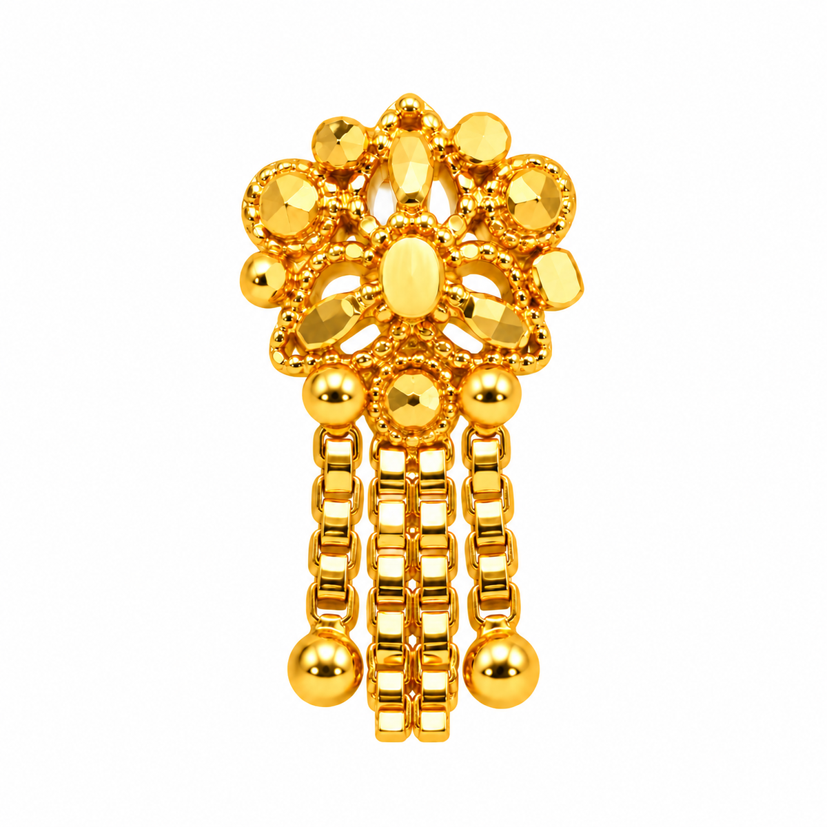 AVIRRA Floral Triple Chain Gold Filled Nose Pin