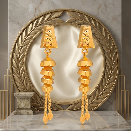 Gold-Filled Designer Drop Earrings with Chain Danglers
