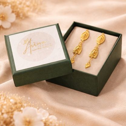 Gold Filled Dangle Earrings for Women with Heart Charms