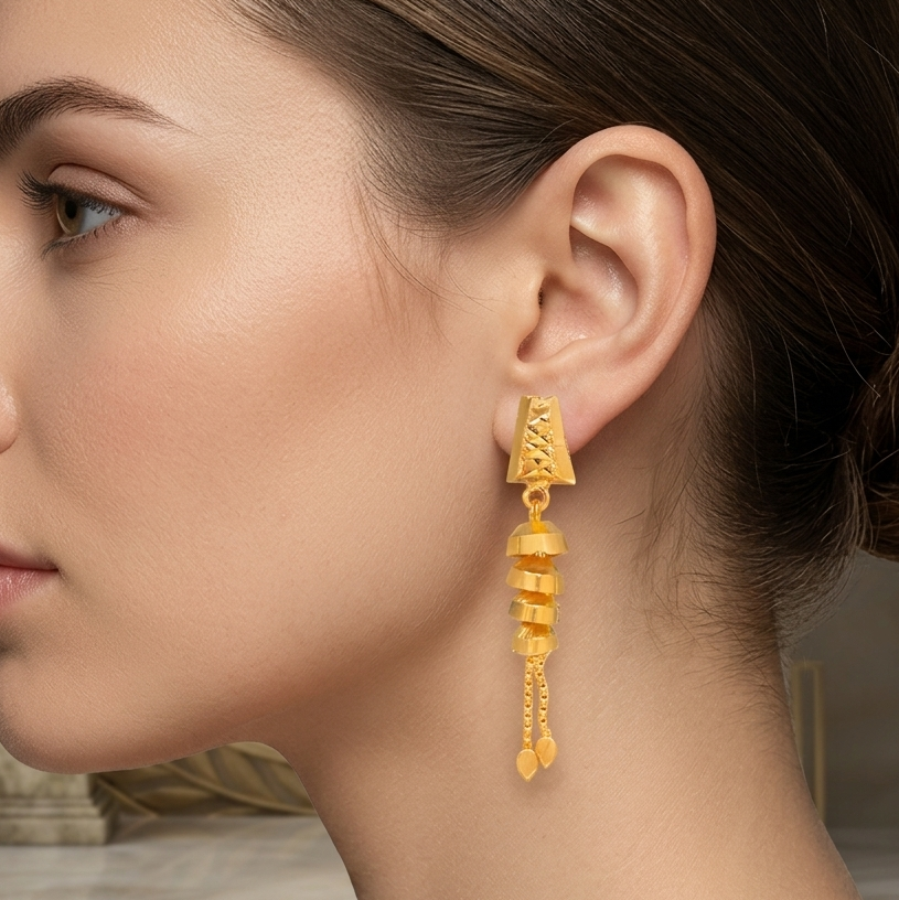 Gold-Filled Designer Drop Earrings with Chain Danglers
