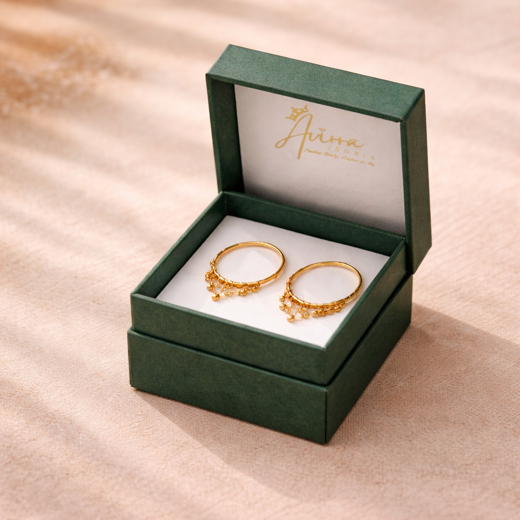 Gold-Filled Traditional Hoop Earrings with Bead Danglers