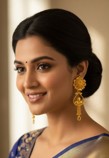 Traditional Floral Gold Filled Dangle Earrings
