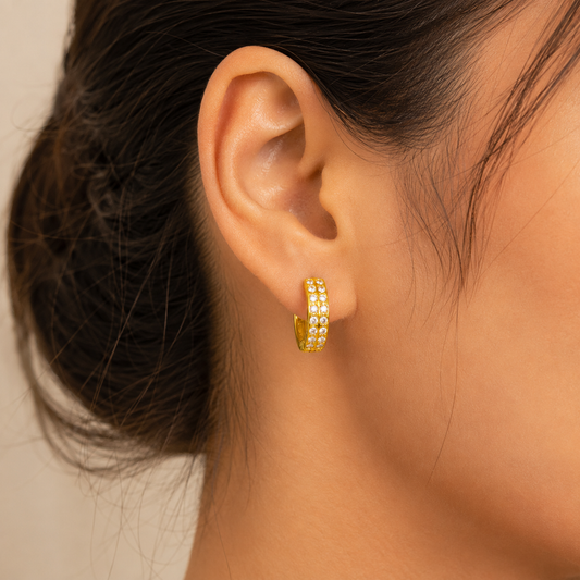 AVIRRA Gold Filled Diamond style Crystal Hoop Earrings