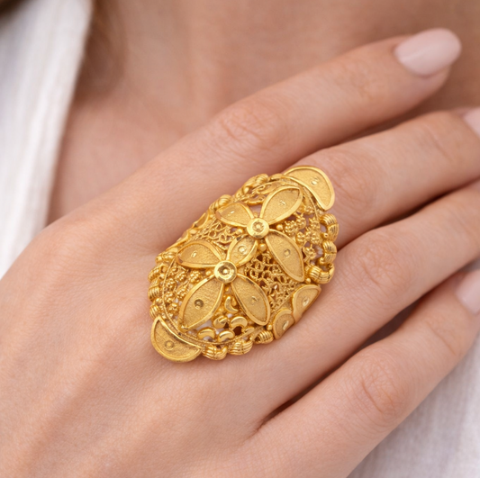 Intricately Designed Gold Filled Floral Ring