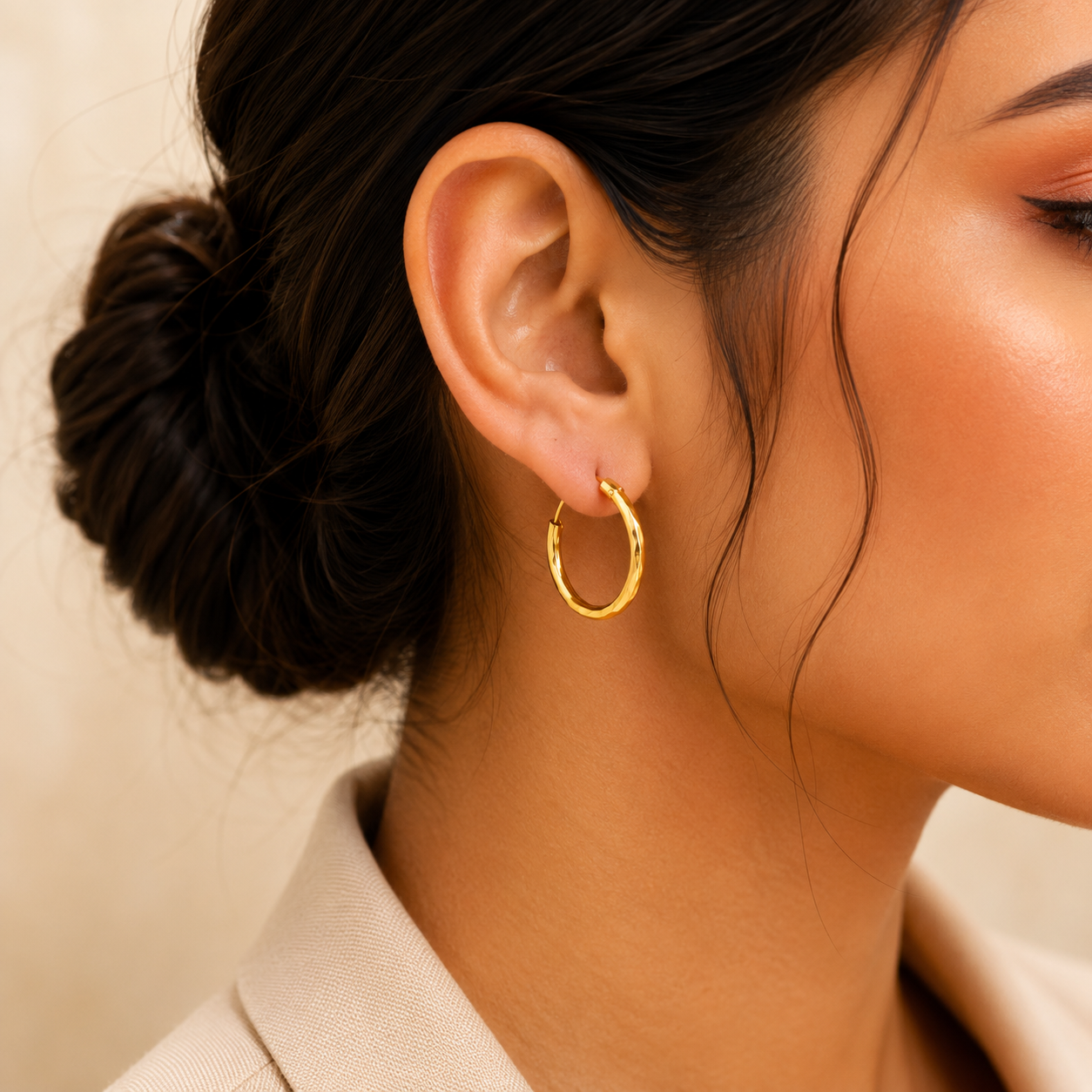 AVIRRA Gold Filled Classic Faceted Hoop Earrings