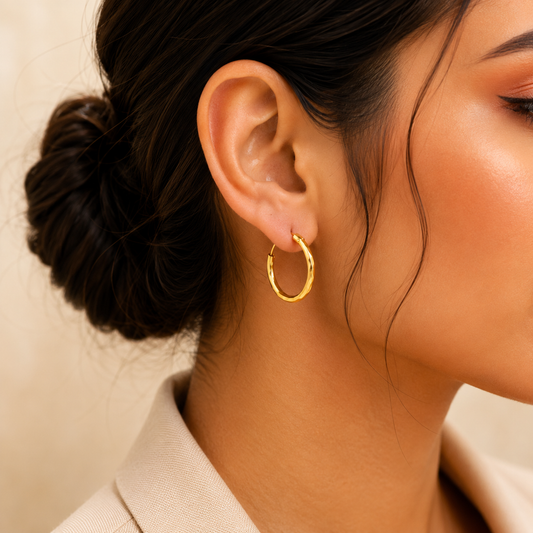 AVIRRA Gold Filled Classic Faceted Hoop Earrings