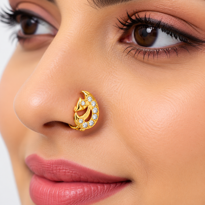AVIRRA Gold Filled Floral Leaf CZ Nose Ring