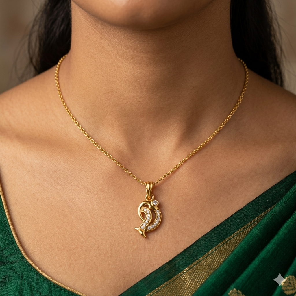 Elegant Gold Dolphin Swirl Pendant with Sparkling Stones