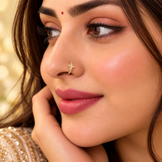 AVIRRA Gold Filled Crystal Floral Hoop Nose Ring
