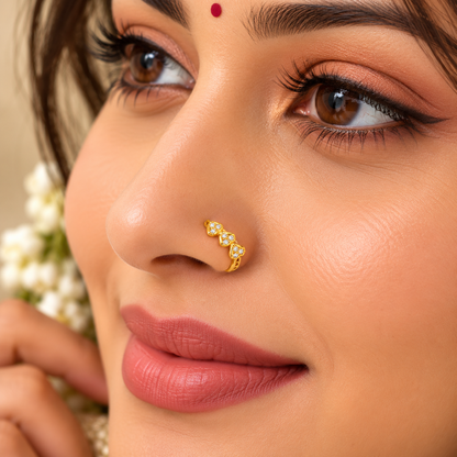AVIRRA Gold Filled Leaf Cluster CZ Nose Ring