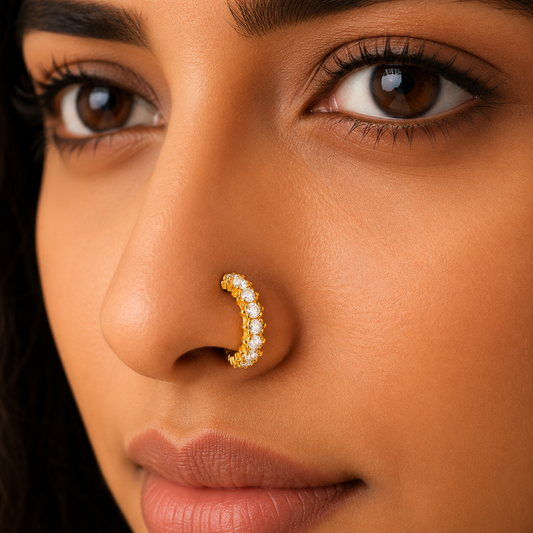 AVIRRA Gold Filled Crystal Half Hoop Nose Ring
