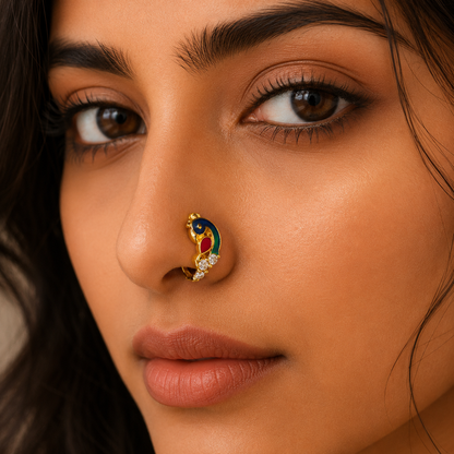AVIRRA Gold Filled Peacock Crystal Hoop Nose Ring