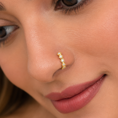 AVIRRA Gold Filled Crystal Heart Pattern Hoop Nose Ring