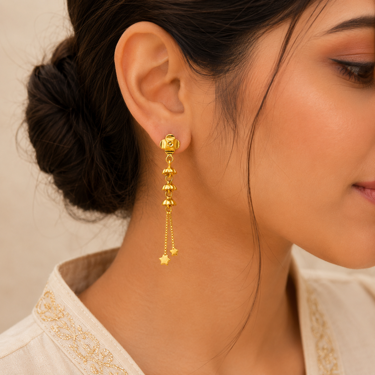 AVIRRA Gold Filled Floral Cascade Tassel Earrings