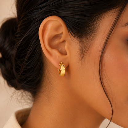 AVIRRA Gold Filled Textured Hoop Earrings