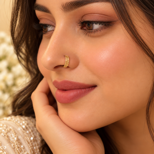 AVIRRA Gold Filled Greek Key Geometric Nose Ring