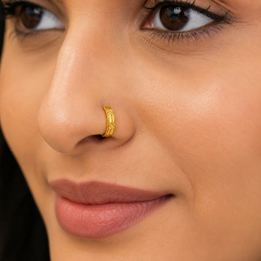 AVIRRA Gold Filled Classic Textured Hoop Nose Ring