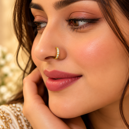 AVIRRA Gold Filled Crystal Row Hoop Nose Ring