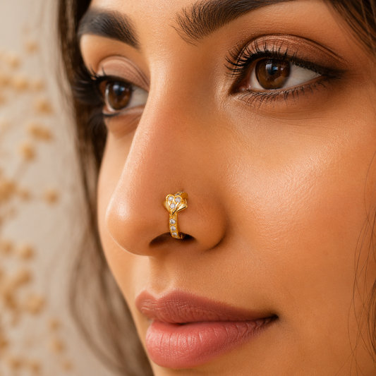 AVIRRA Gold Filled Crystal Star Hoop Nose Ring