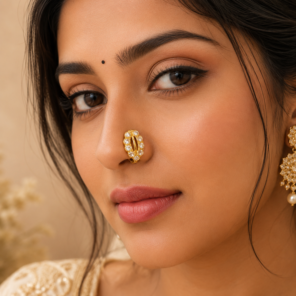 AVIRRA Gold Filled Double Row Crystal Hoop Nose Ring