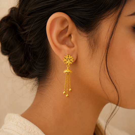 AVIRRA Gold Filled Floral Tassel Drop Earrings