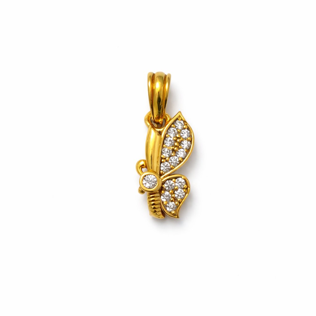 Elegant Gold Butterfly Pendant with Sparkling Stone Detailing