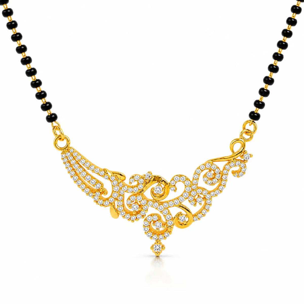 AVIRRA Elegant Gold Filled Floral CZ Mangalsutra Necklace