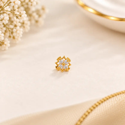AVIRRA Gold Filled Floral Crystal Nose Pin