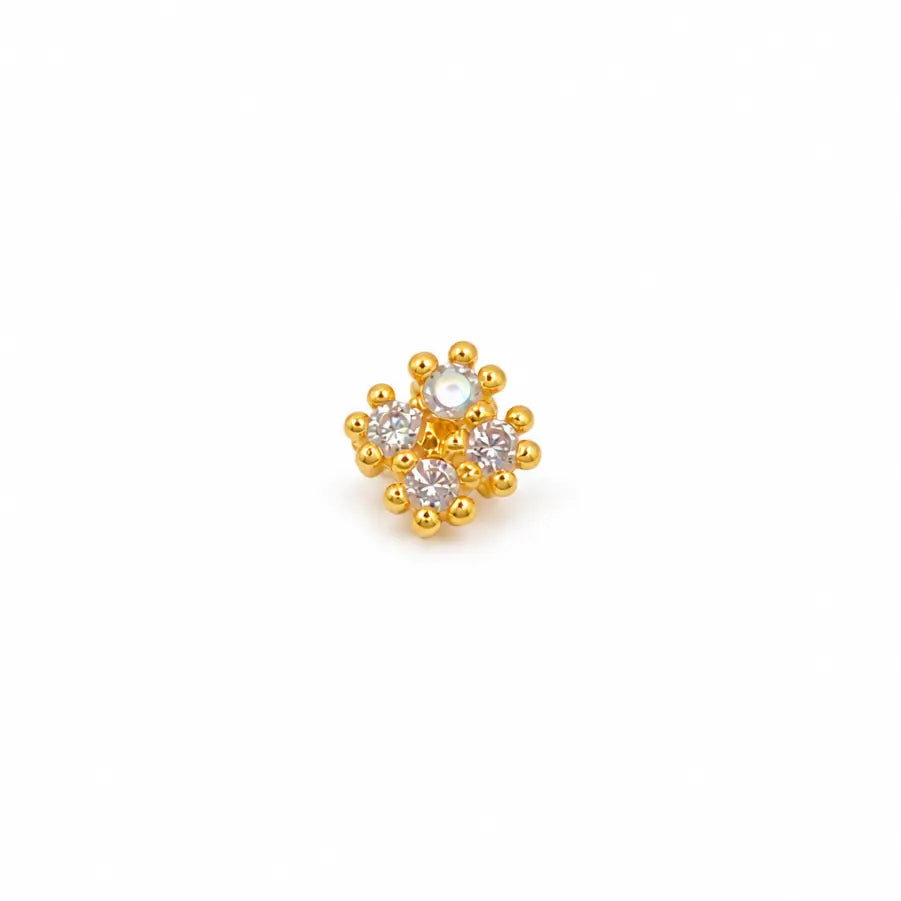 AVIRRA Gold Filled Floral Crystal Cluster Nose Pin